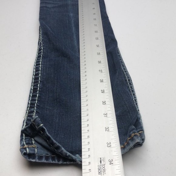 VINTAGE SILVER MCKENZIE JEANS SLIMCUT 26x34 DECORATED FLAP POCKET !! 😎 - Picture 10 of 16